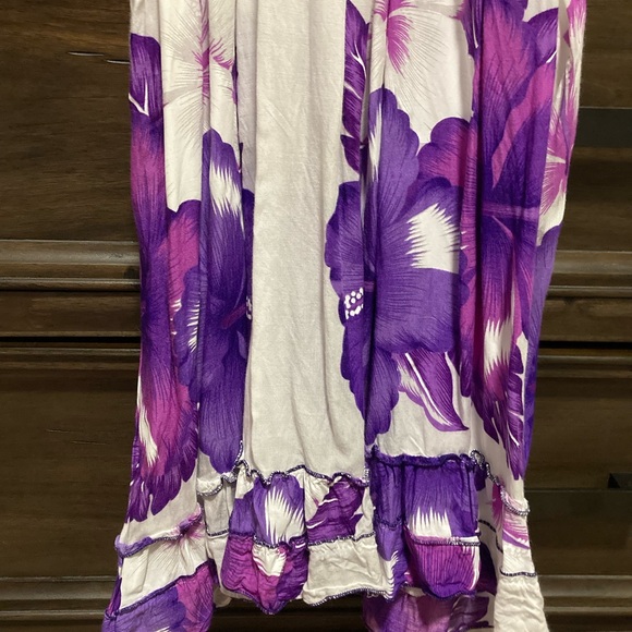 Purple and white sundress, Flowy, Boho, hippie, ruffles, elastic straps & bodice - Picture 8 of 12